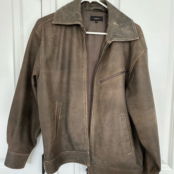 Quince Dark Olive Leather Jacket - Picture 2 of 7